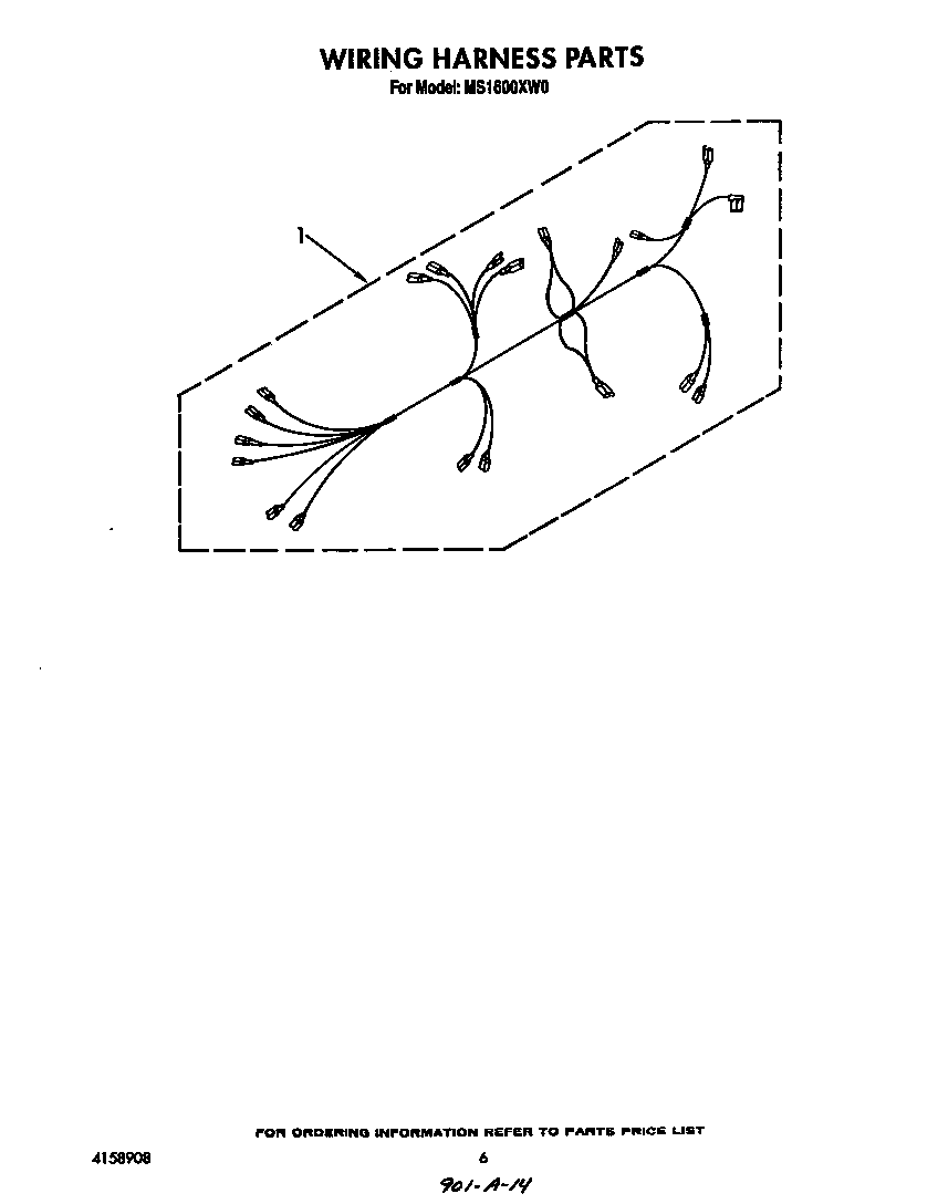 Whirlpool MS1600XW0 wiring harness diagram