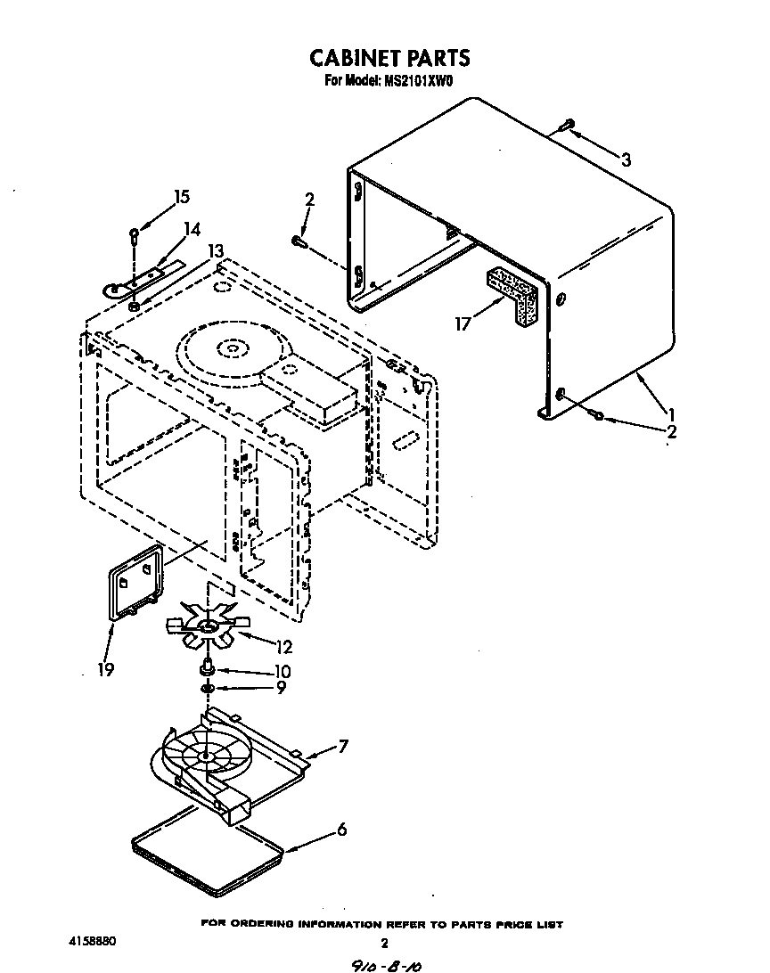 Whirlpool MS2101XW0 cabinet diagram