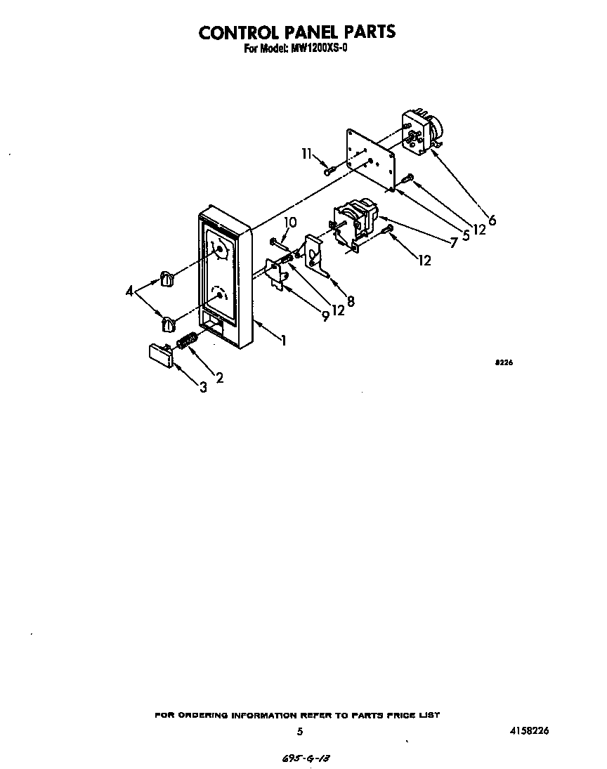 Whirlpool MW1200XS0 control panel diagram