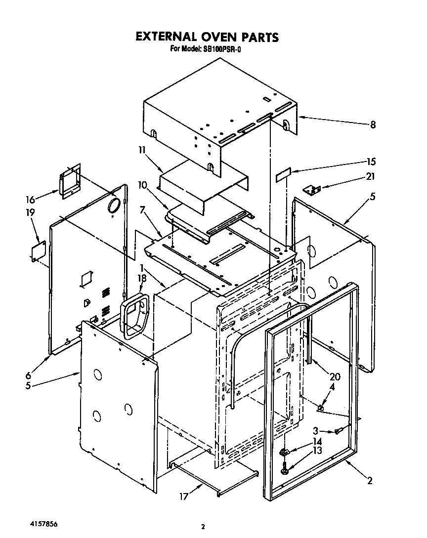 Whirlpool SB100PSR0 external oven diagram