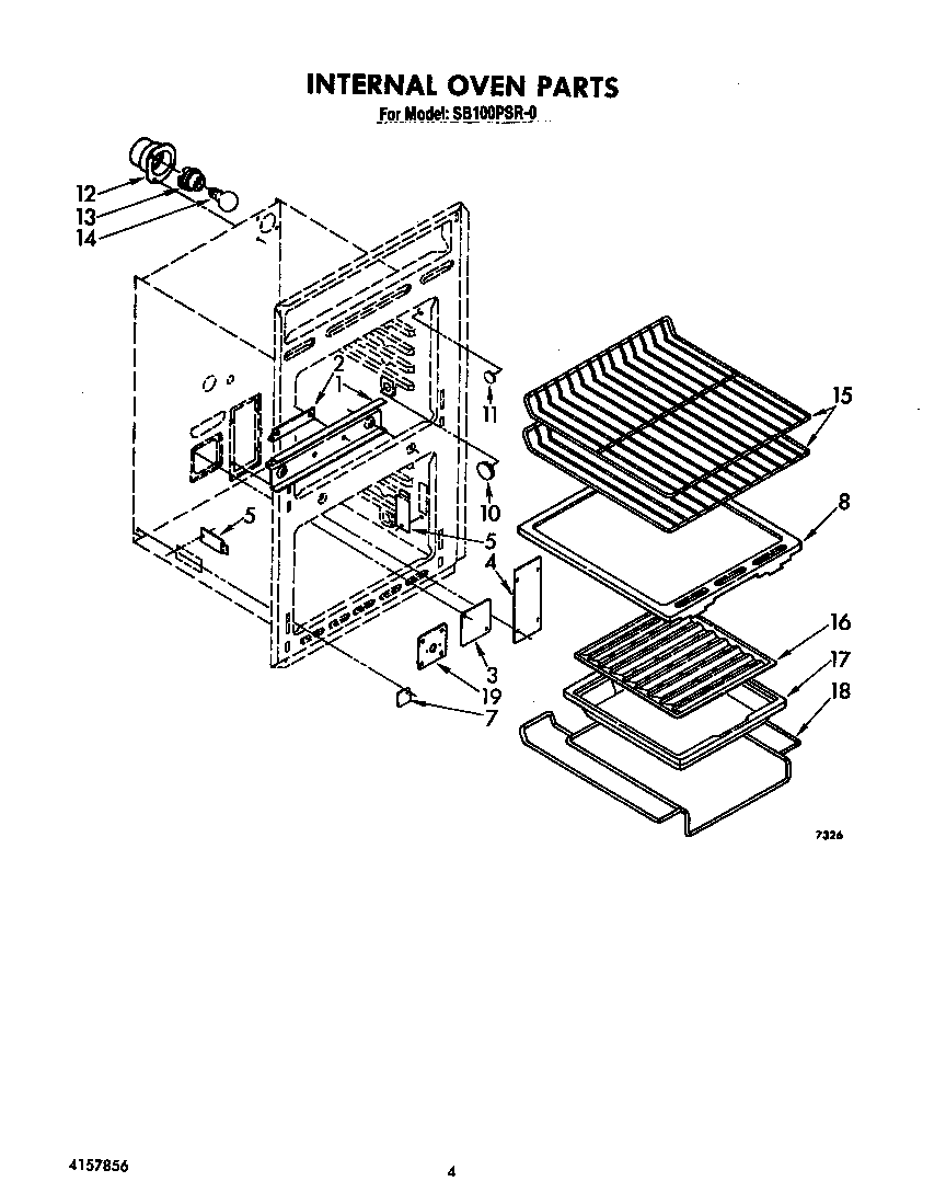 Whirlpool SB100PSR0 internal oven diagram
