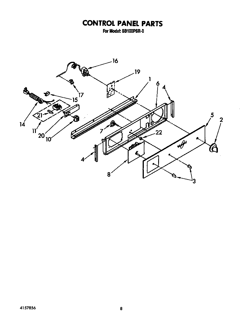 Whirlpool SB100PSR0 control panel diagram