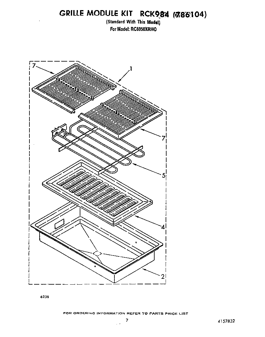 Whirlpool RC8950XRH0 grill kit rck984 diagram