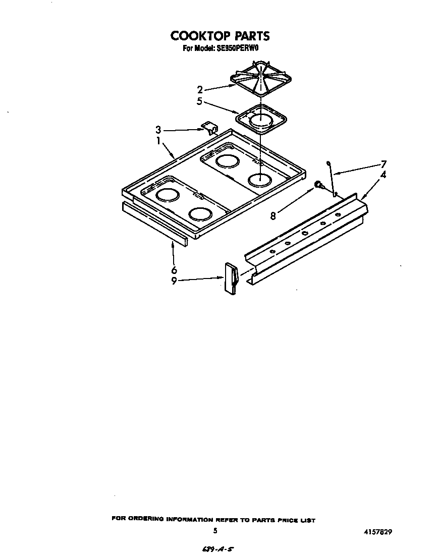 Whirlpool SE950PERW0 cook top diagram