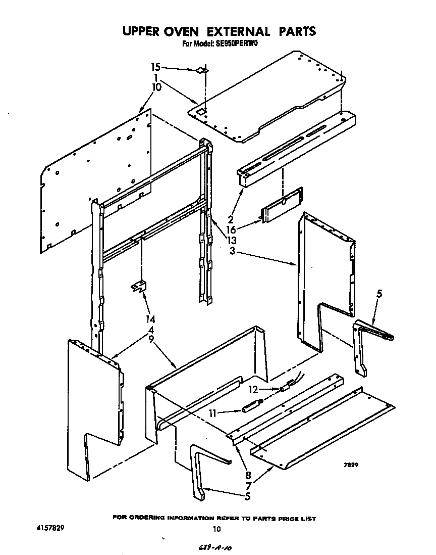 Whirlpool SE950PERW0 upper oven external diagram