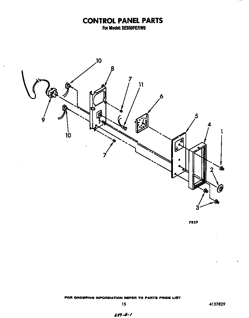 Whirlpool SE950PERW0 control panel diagram