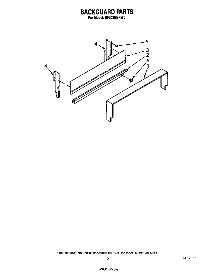 Whirlpool SF302BERW0 backguard diagram