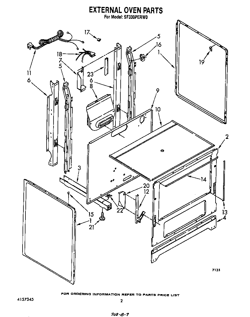 Whirlpool SF330PERW0 external oven diagram
