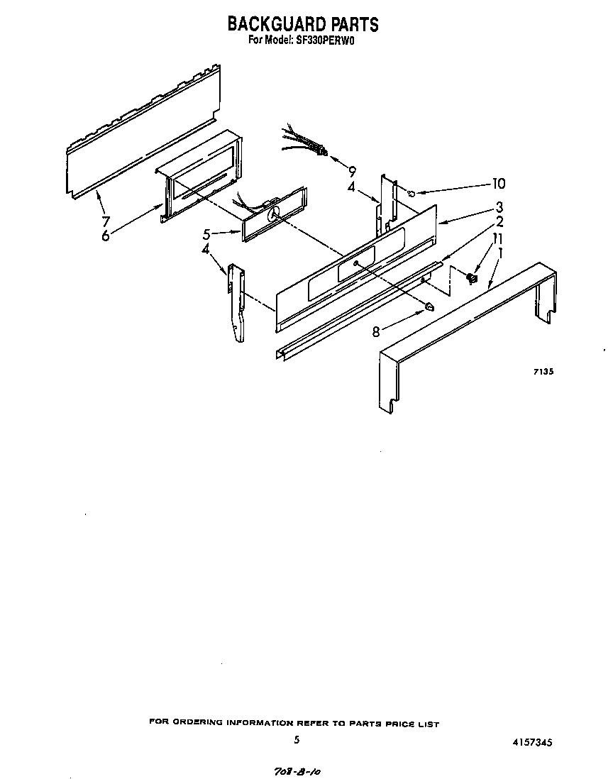 Whirlpool SF330PERW0 backguard diagram
