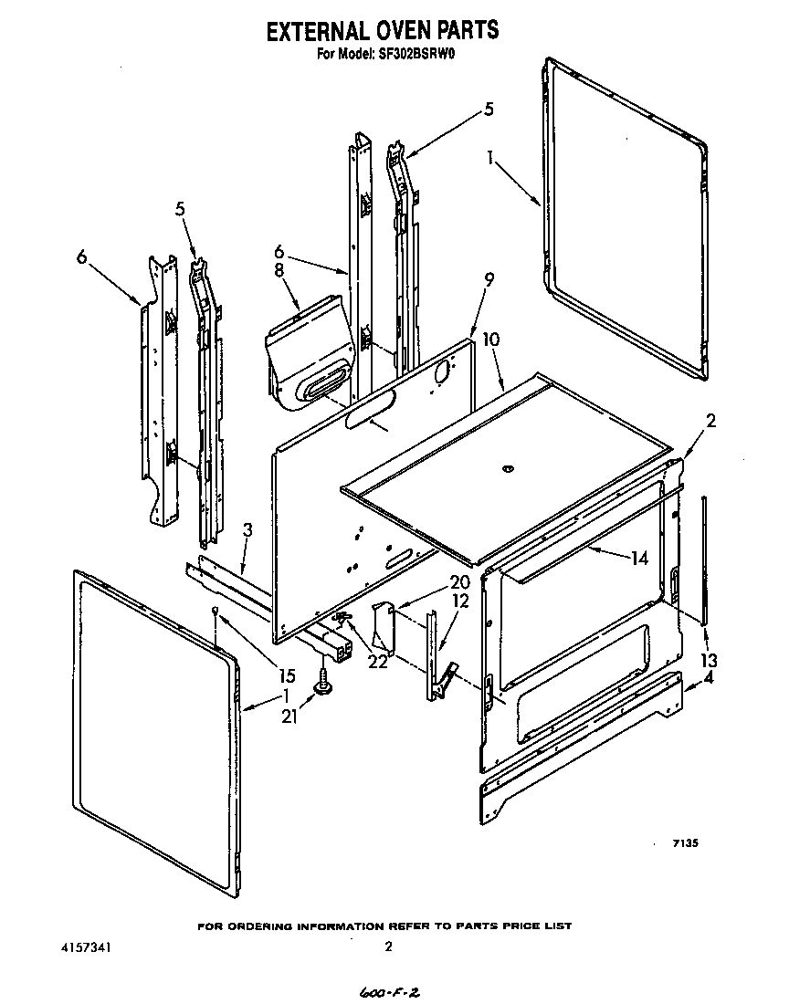 Whirlpool SF302BSRW0 external oven diagram