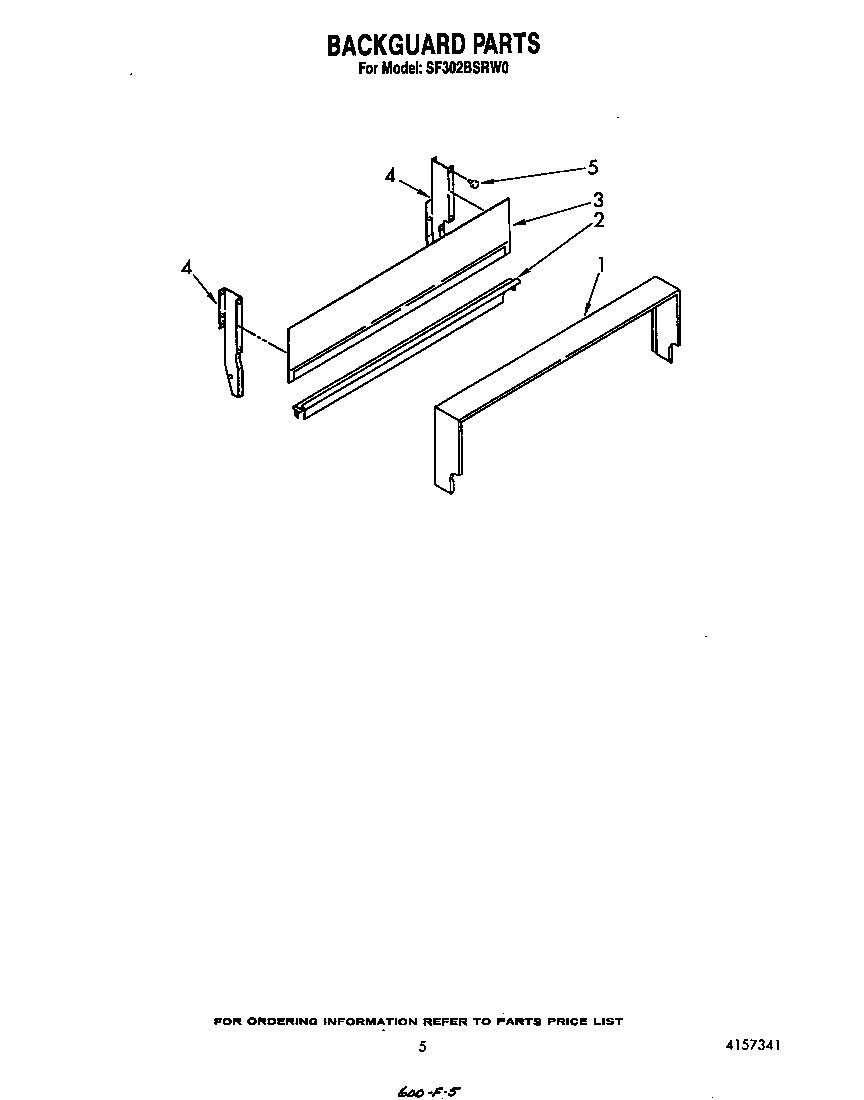 Whirlpool SF302BSRW0 backguard diagram
