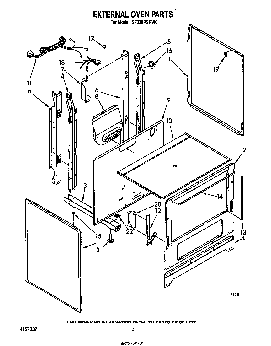 Whirlpool SF330PSRW0 external oven diagram