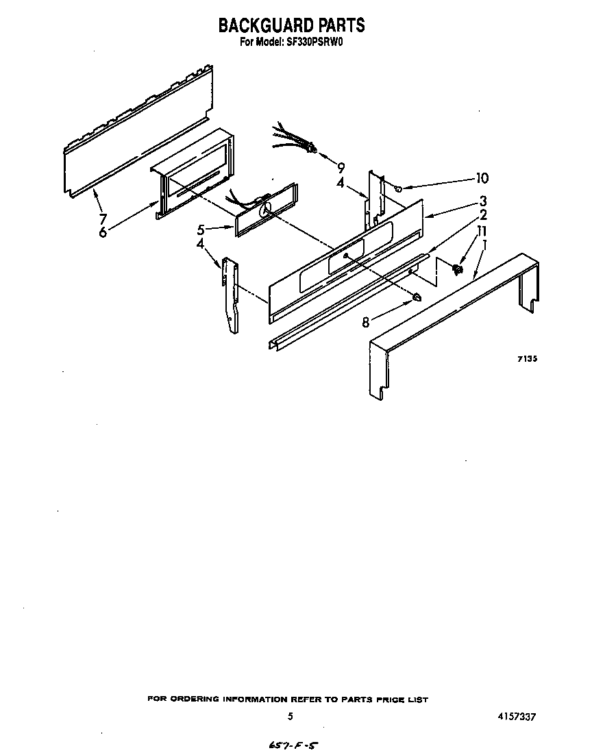 Whirlpool SF330PSRW0 backguard diagram
