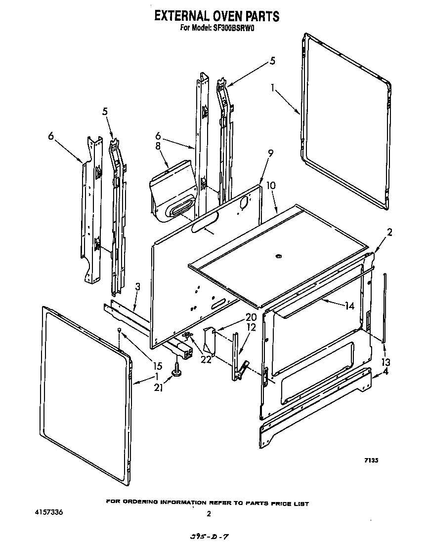 Whirlpool SF300BSRW0 external oven diagram