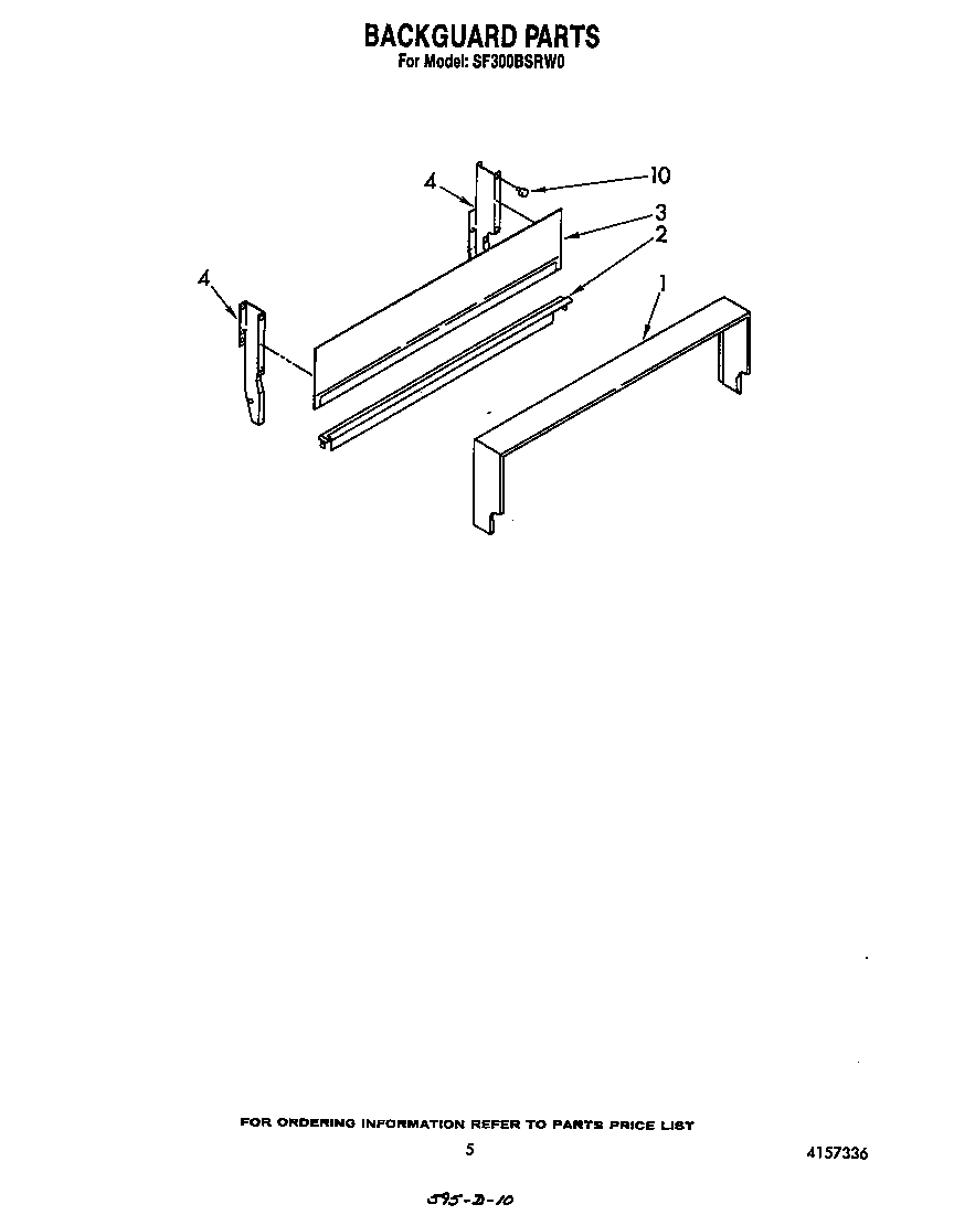 Whirlpool SF300BSRW0 backguard diagram