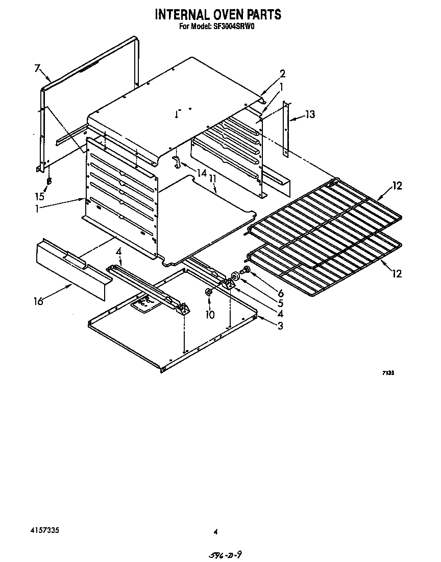 Whirlpool SF3004SRW0 internal oven diagram