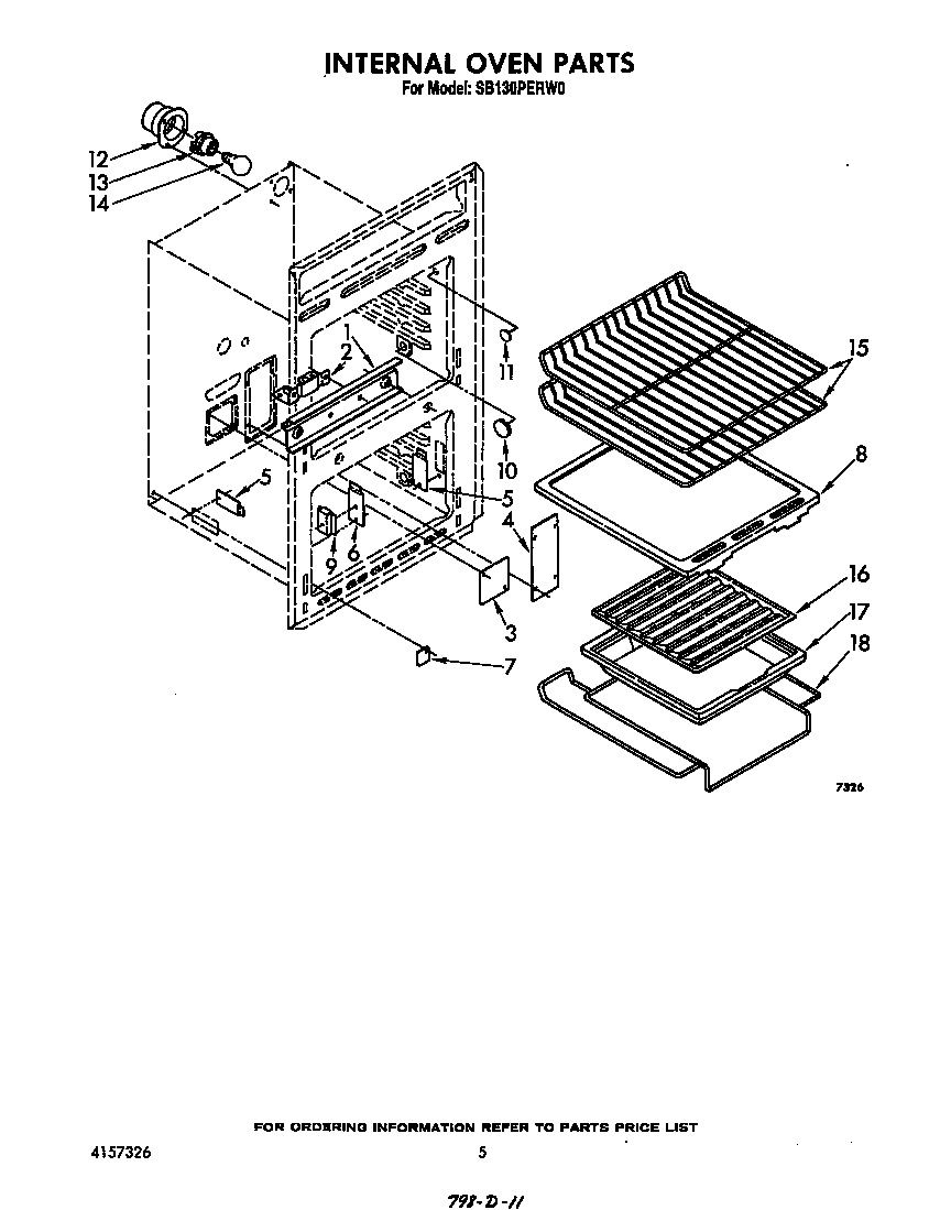 Whirlpool SB130PERW0 internal oven diagram