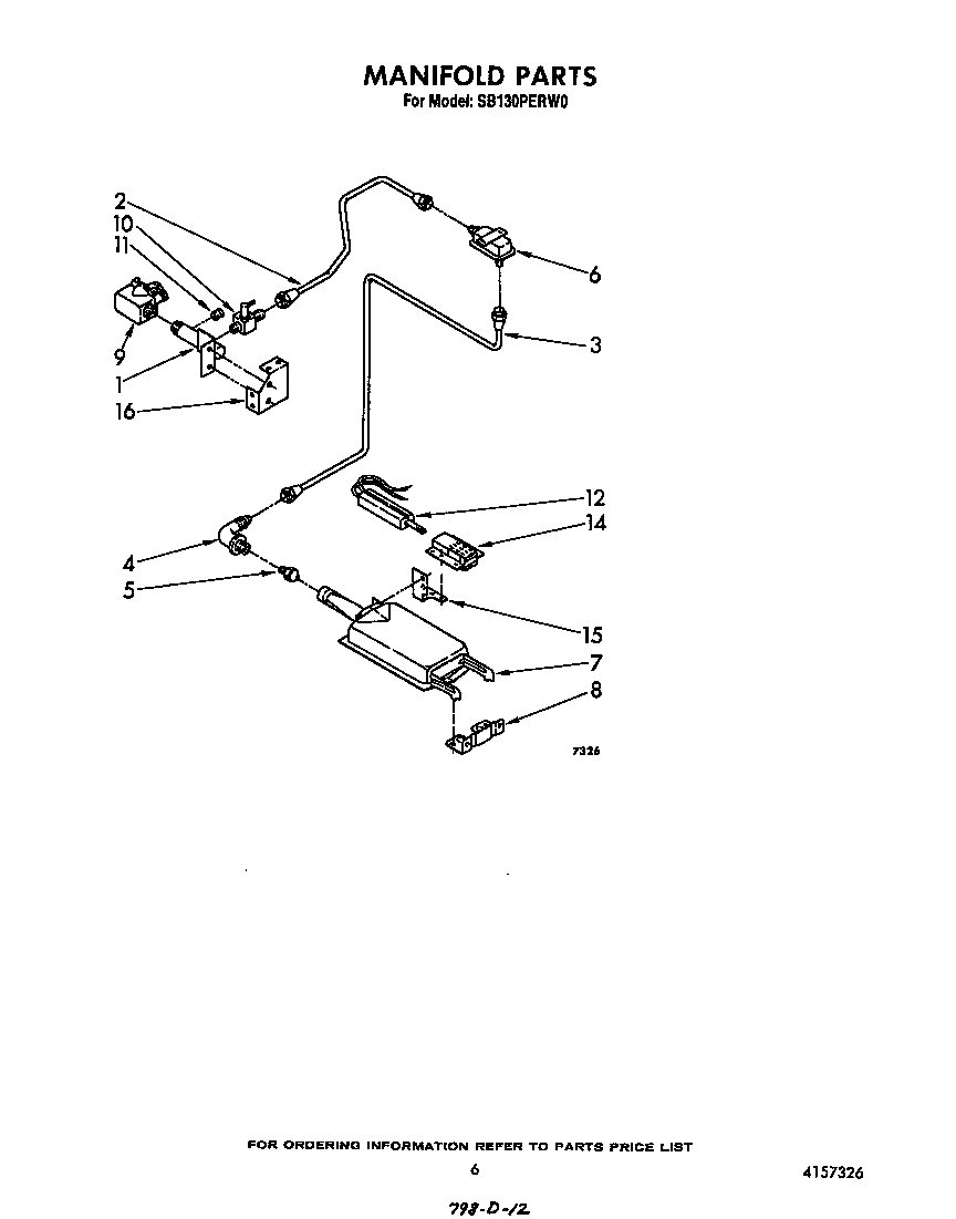 Whirlpool SB130PERW0 manifold diagram