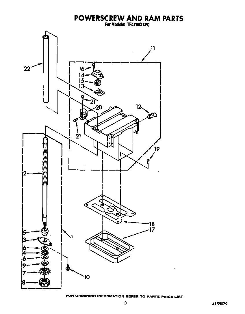 Whirlpool TF4700XXP0 powerscrew and ram diagram