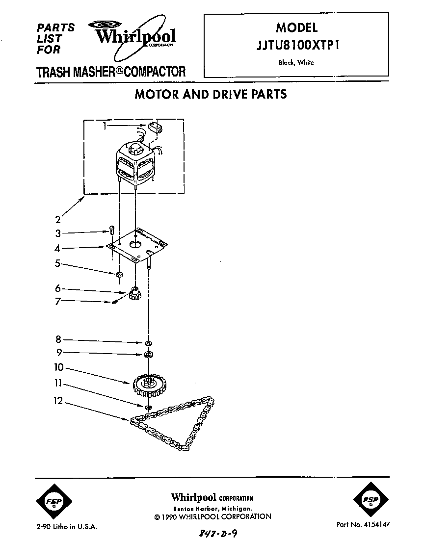 Whirlpool JJTU8100XTP1 motor and drive diagram