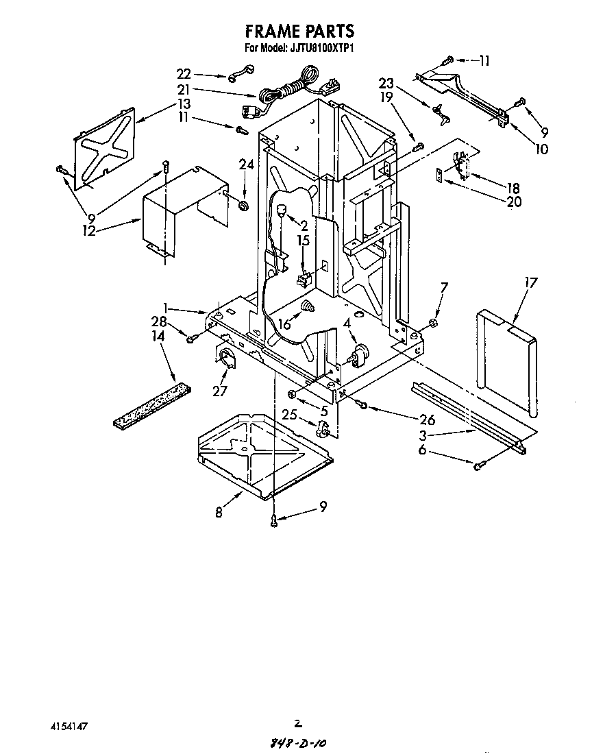 Whirlpool JJTU8100XTP1 frame diagram
