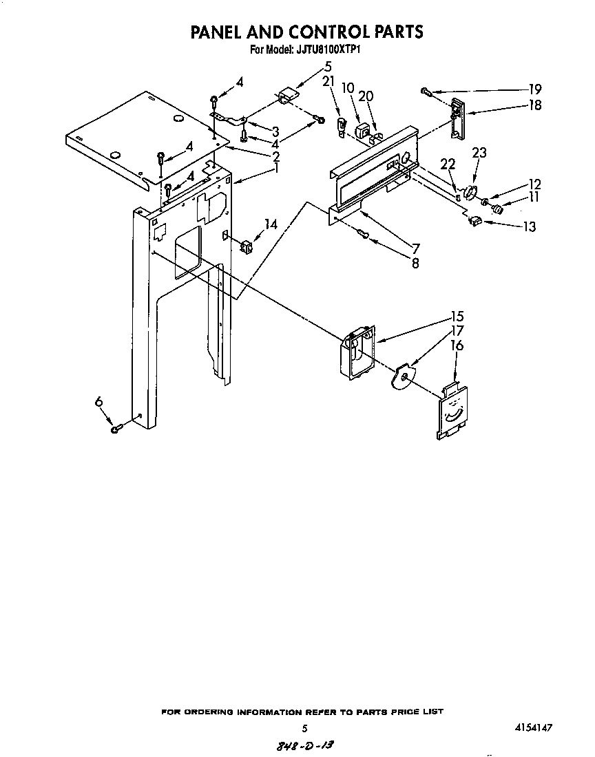 Whirlpool JJTU8100XTP1 panel and control diagram