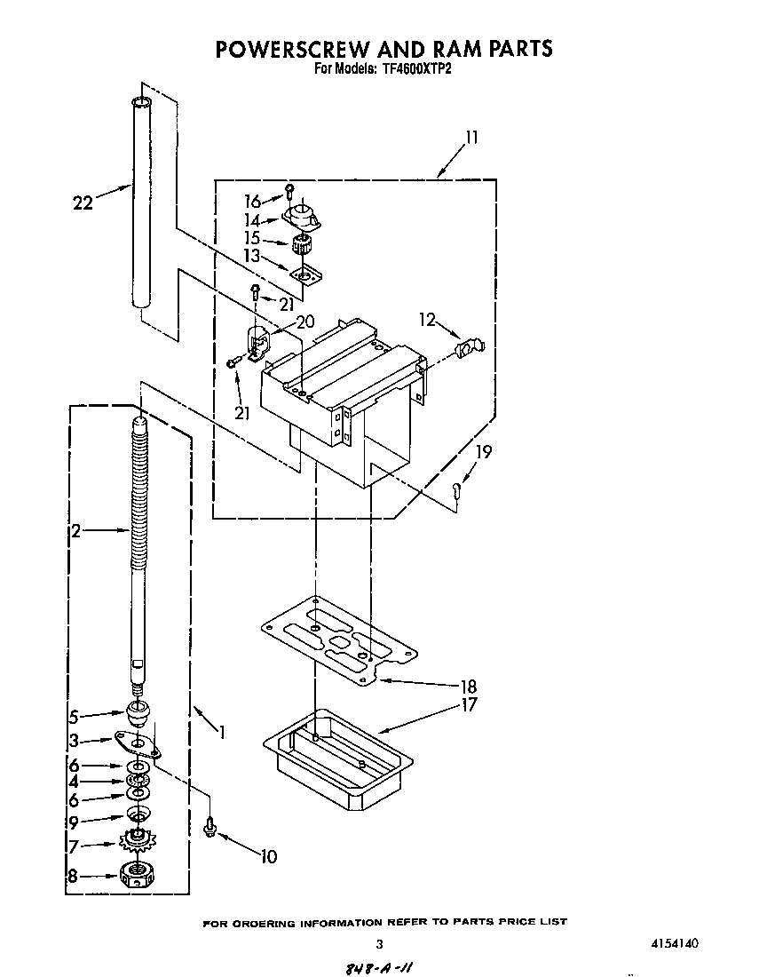 Whirlpool TF4600XTP2 power screw and ram diagram