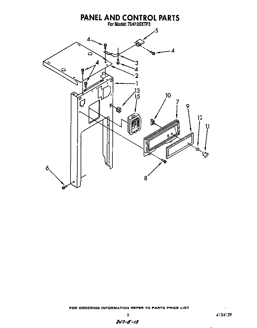 Whirlpool TU4100XTP3 panel and control diagram