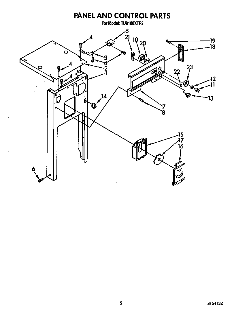 Whirlpool TU8100XTP3 panel and control diagram