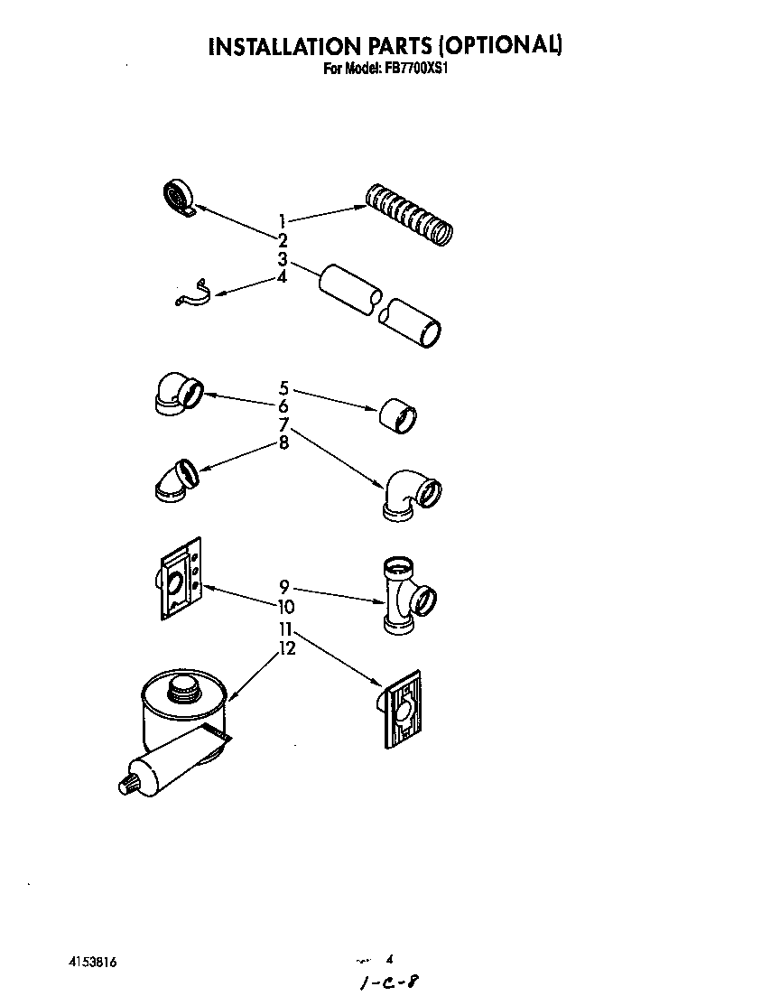 Whirlpool FB7700XS1 optional parts diagram
