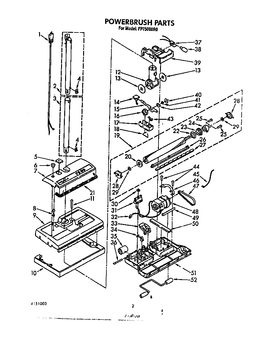 Whirlpool FP7500XR0 powerbrush parts diagram