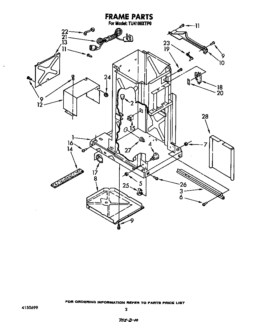 Whirlpool TU4100XTP0 frame diagram