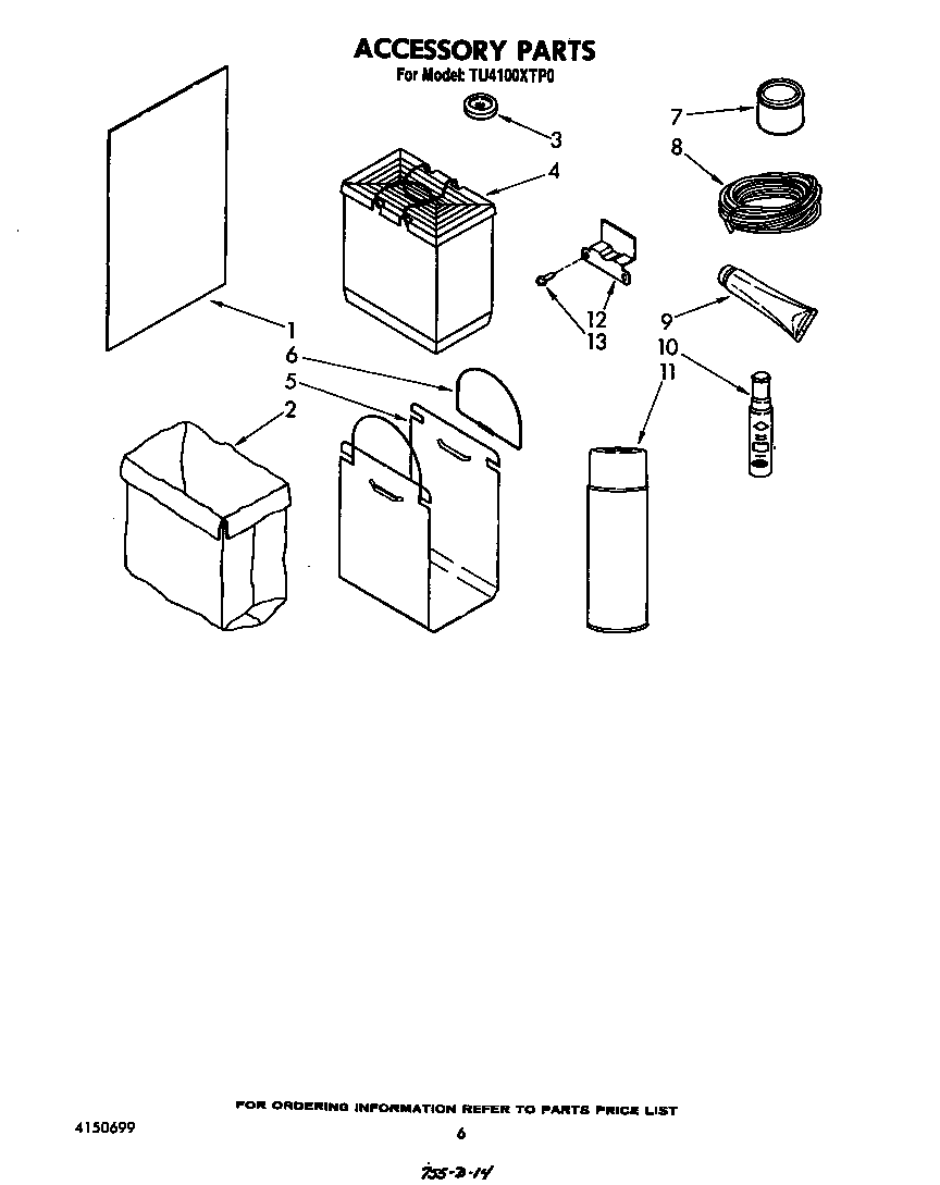 Whirlpool TU4100XTP0 accessories diagram