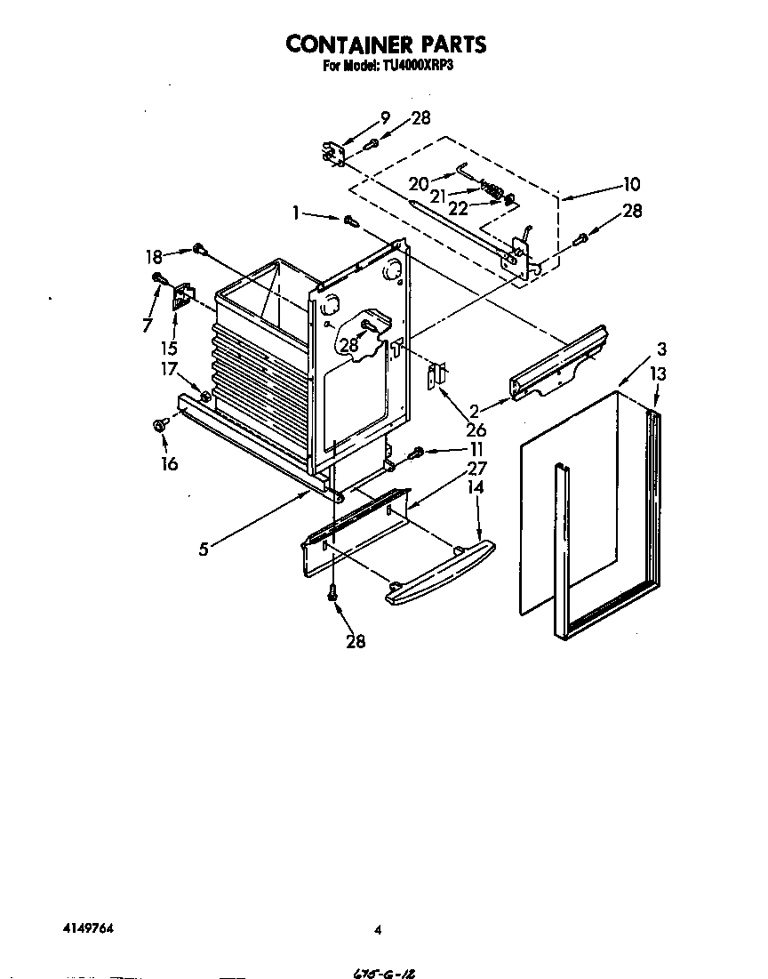 Whirlpool TU4000XRP3 container diagram