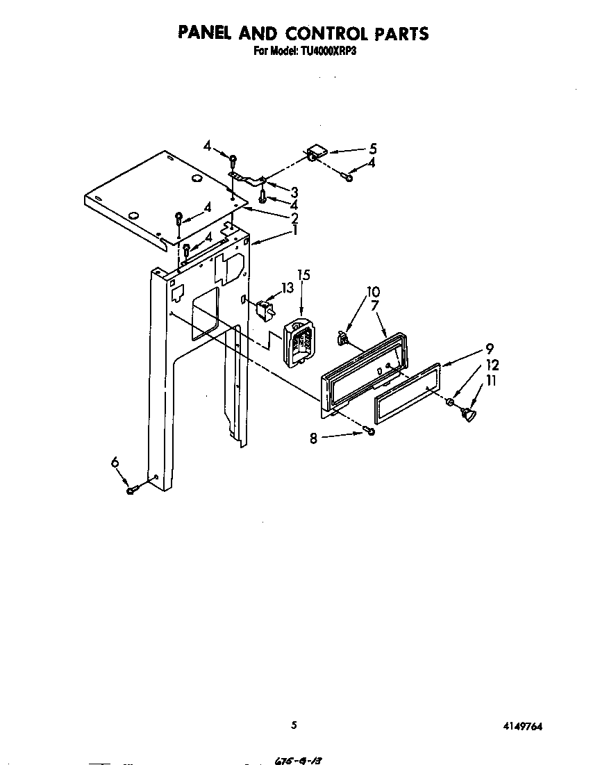 Whirlpool TU4000XRP3 panel and control diagram