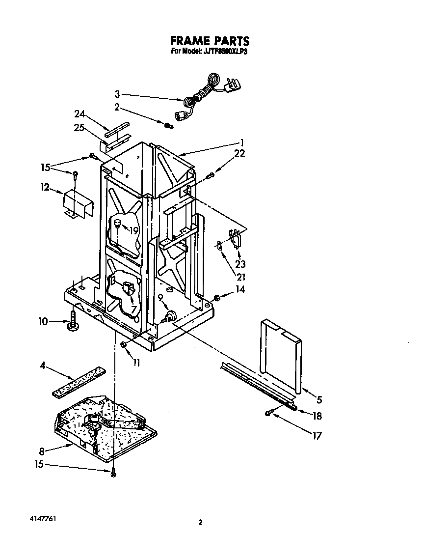 Whirlpool JJTF8500XLP3 frame diagram