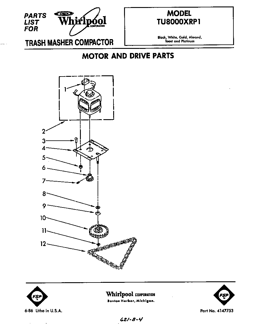 Whirlpool TU8000XRP1 motor drive diagram