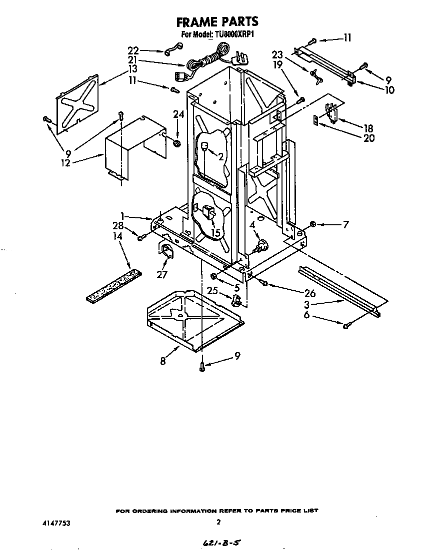 Whirlpool TU8000XRP1 frame diagram
