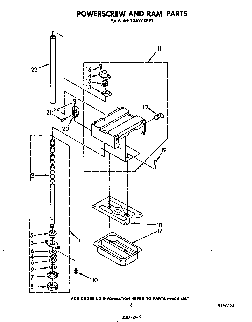 Whirlpool TU8000XRP1 powerscrew and ram diagram