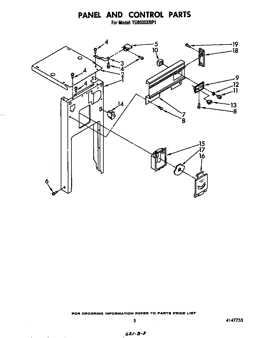 Whirlpool TU8000XRP1 panel and control diagram