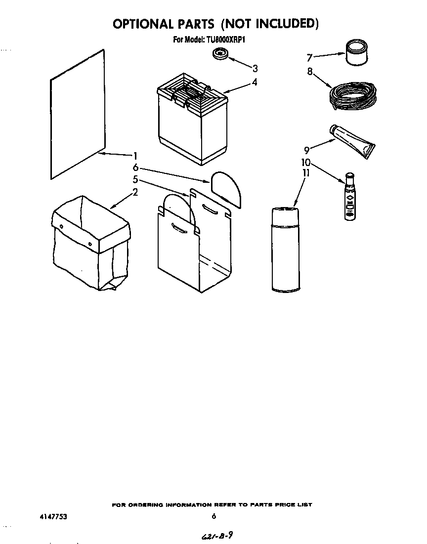 Whirlpool TU8000XRP1 lit/optional diagram