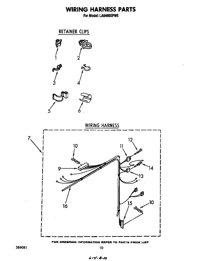 Whirlpool LA6400XPW5 wiring harness diagram