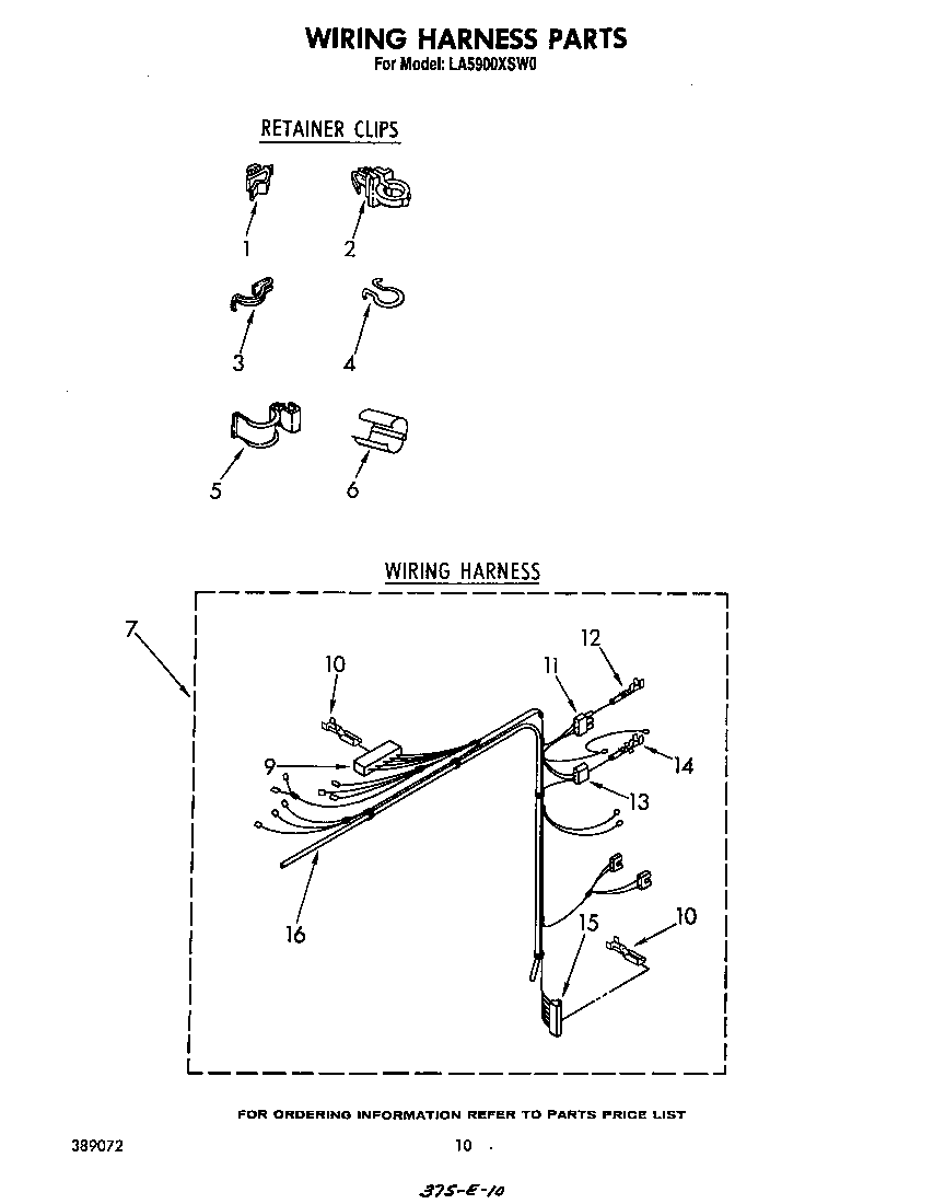 Whirlpool LA5900XSW0 wiring harness diagram