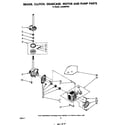 Whirlpool LA5500XPW4 brake, clutch, gearcase, motor and pump diagram
