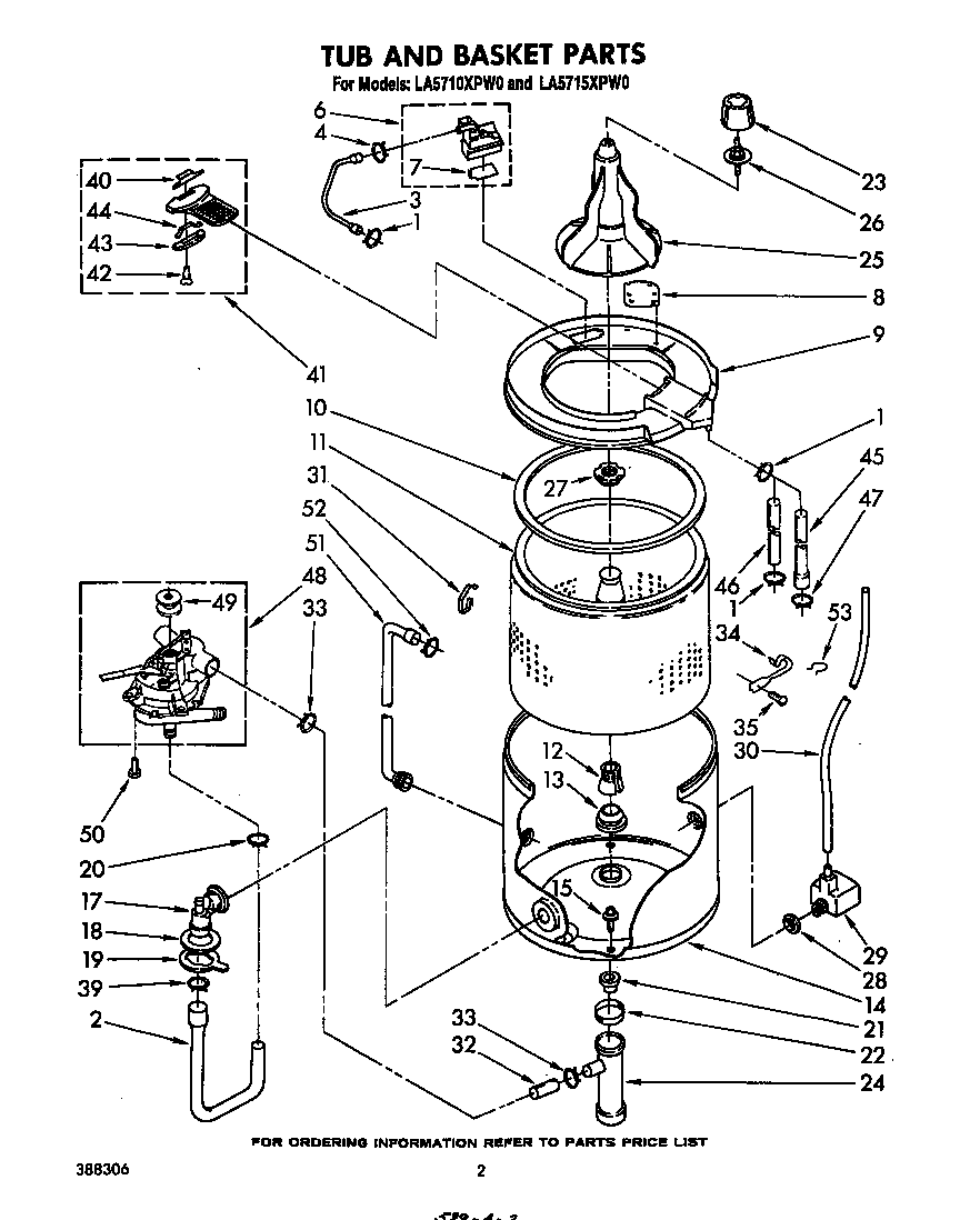 Whirlpool LA5710XPW0 tub and basket diagram