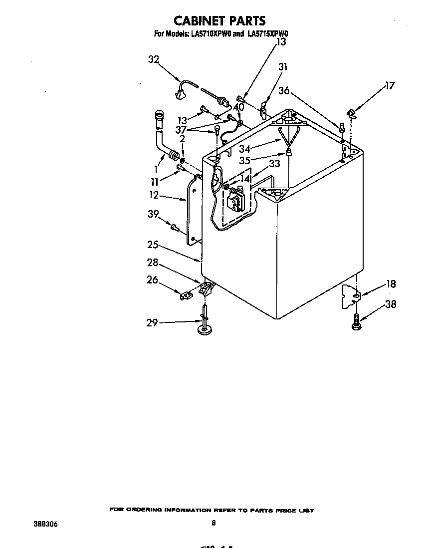 Whirlpool LA5710XPW0 cabinet diagram