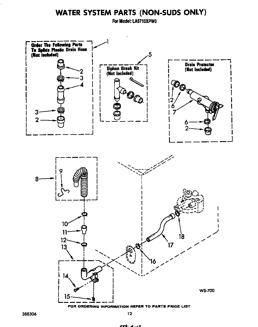 Whirlpool LA5710XPW0 water system (non suds only) diagram