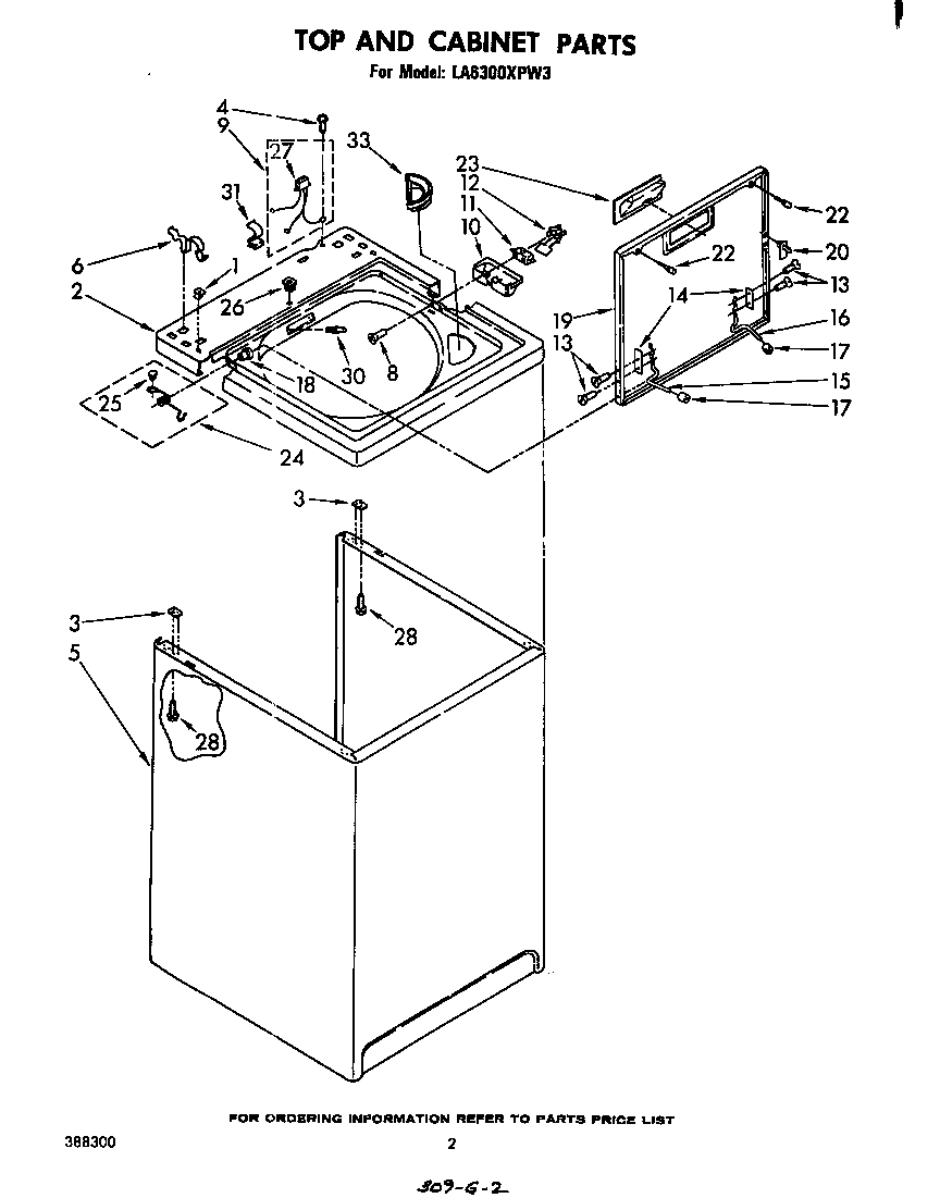 Whirlpool LA6300XPW3 top and cabinet diagram