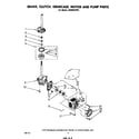 Whirlpool LA6000XPW3 brake, clutch, gearcase, motor and pump diagram