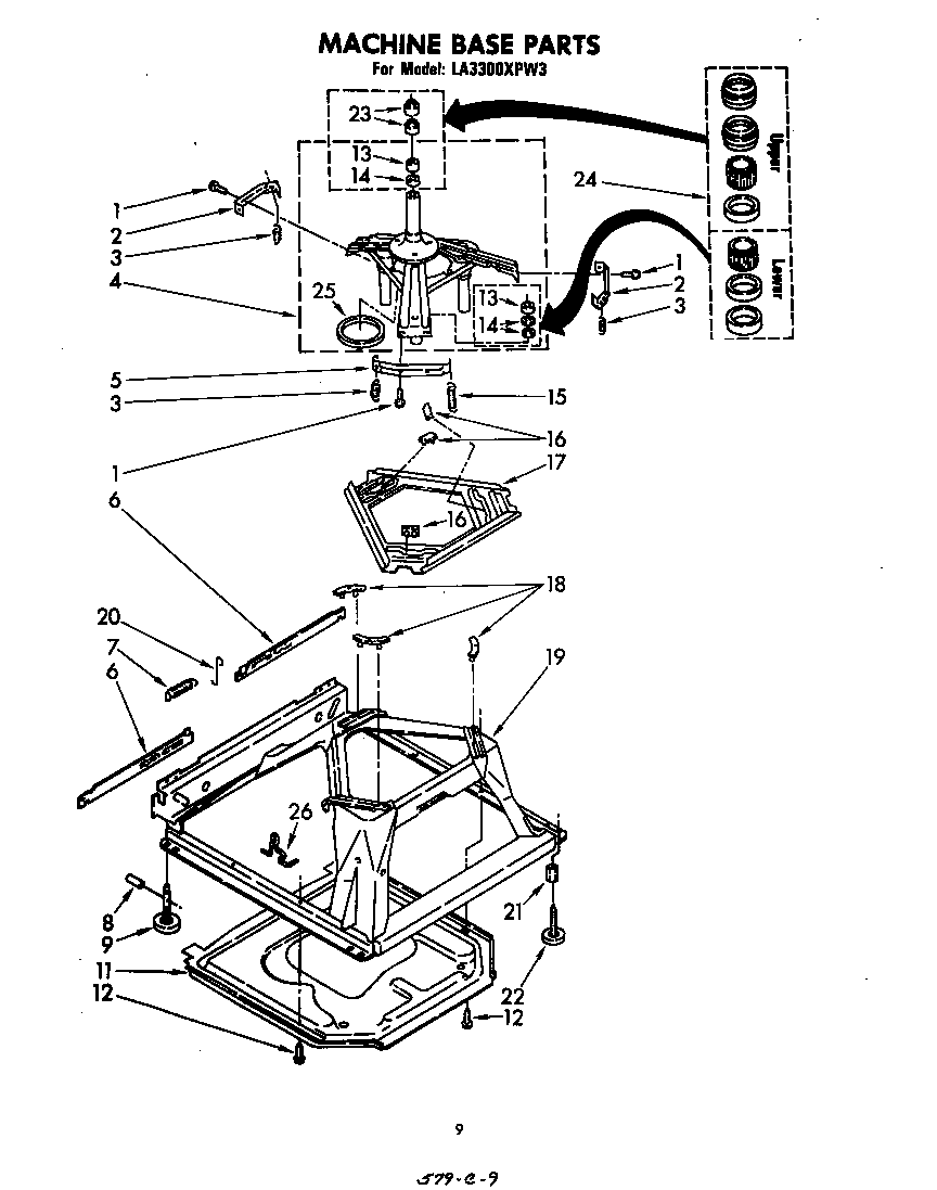 Whirlpool LA3300XPW3 machine base diagram